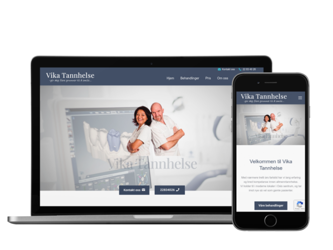 Eksempel på nettside som koster mellom kr 50 000 og kr 90 000